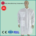 PP White disposable lab coat 4 press button 3 pockets